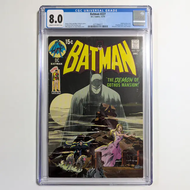 Batman #227 (DC Comics, 1970), CGC 8.0 graded comic book, Universal Blue label — front cover in its holder