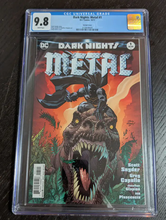 Dark Nights: Metal #1 (DC Comics, 2017), CGC 9.8 graded comic book, Universal Blue label — front cover in its holder