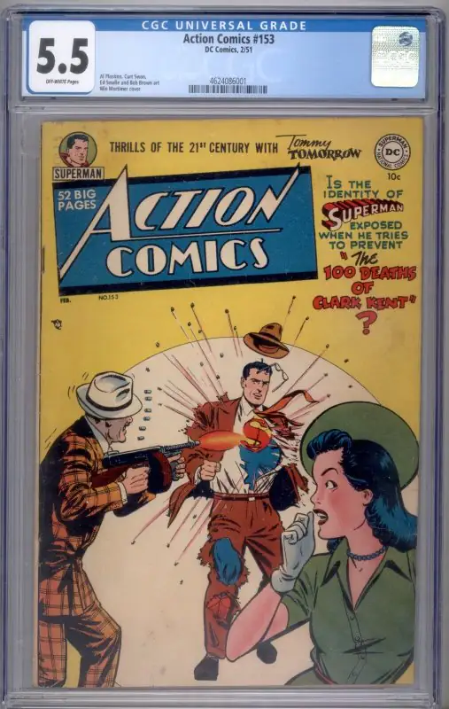 Action Comics #153 (DC Comics, 1951), CGC 5.5 graded comic book, Universal Blue label — front cover in its holder