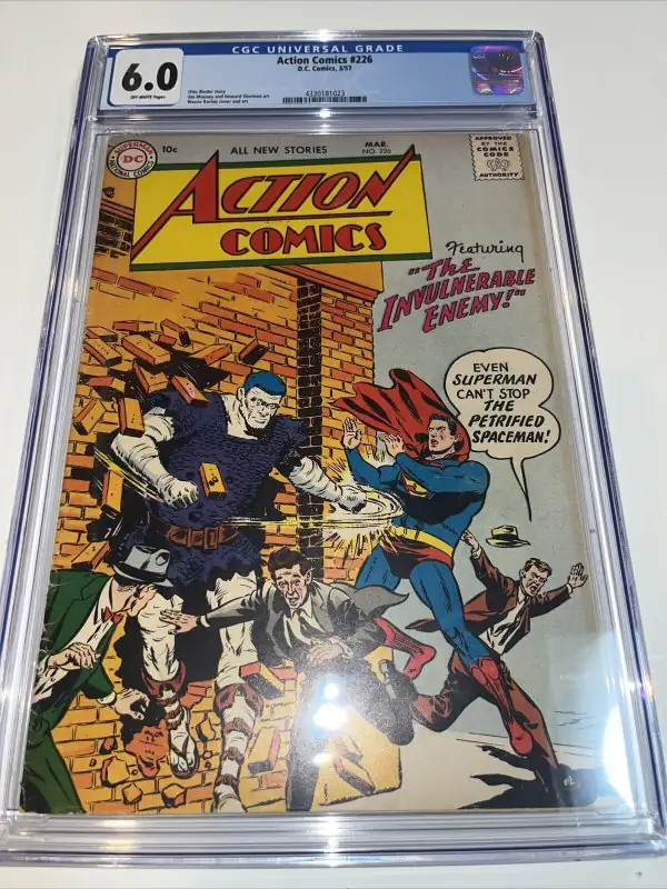 Action Comics #226 (DC Comics, 1957), CGC 6.0 graded comic book, Universal Blue label — front cover in its holder