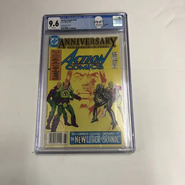 Action Comics #544 (DC Comics, 1983), CGC 9.6 graded comic book, Universal Blue label — front cover in its holder