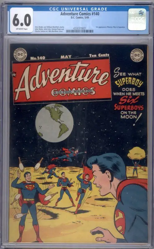 Adventure Comics #140 (DC Comics, 1949), CGC 6.0 graded comic book, Universal Blue label — front cover in its holder