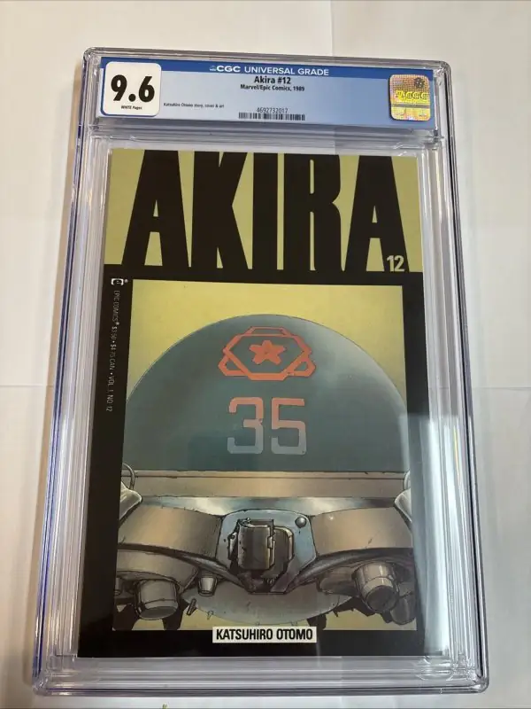 Akira #12 (Marvel Comics, 1989), CGC 9.6 graded comic book, Universal Blue label — front cover in its holder