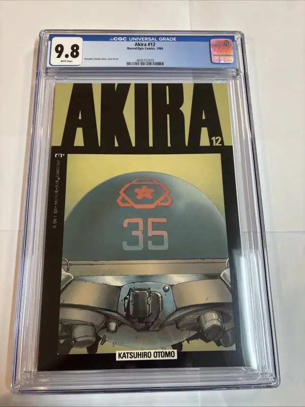 Akira #12 (Marvel Comics, 1989), CGC 9.8 graded comic book, Universal Blue label — front cover in its holder