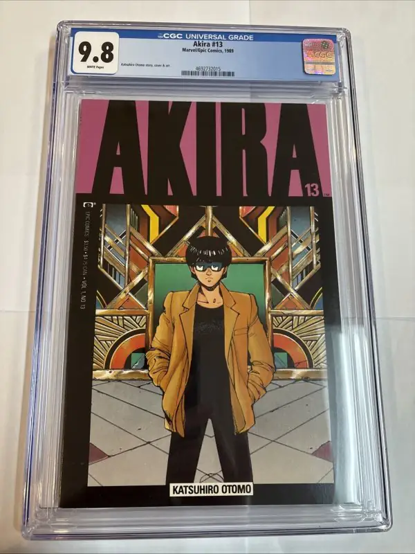 Akira #13 (Marvel Comics, 1989), CGC 9.8 graded comic book, Universal Blue label — front cover in its holder