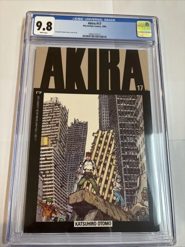 Akira #17 (Marvel Comics, 1990), CGC 9.8 graded comic book, Universal Blue label — front cover in its holder