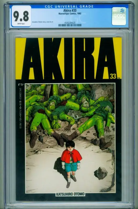 Akira #33 (Marvel Comics, 1992), CGC 9.8 graded comic book, Universal Blue label — front cover in its holder