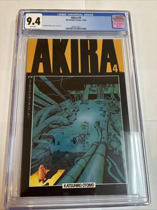 Akira #4 (Marvel Comics, 1988), CGC 9.4 graded comic book, Universal Blue label — front cover in its holder