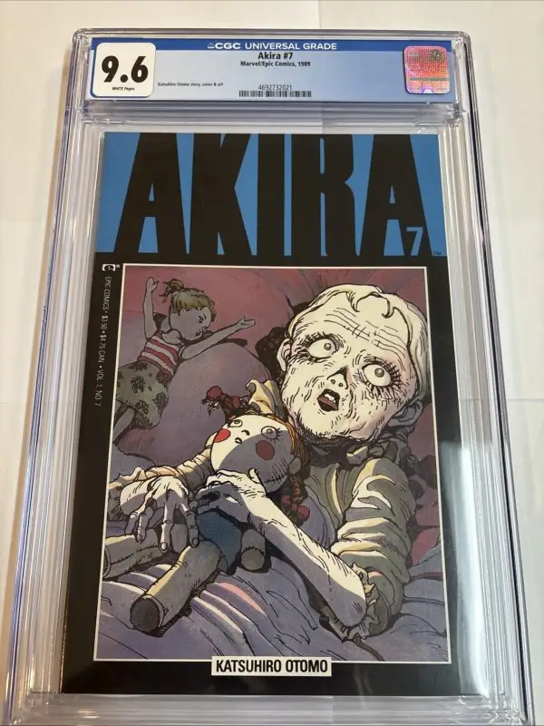 Akira #7 (Marvel Comics, 1989), CGC 9.6 graded comic book, Universal Blue label — front cover in its holder
