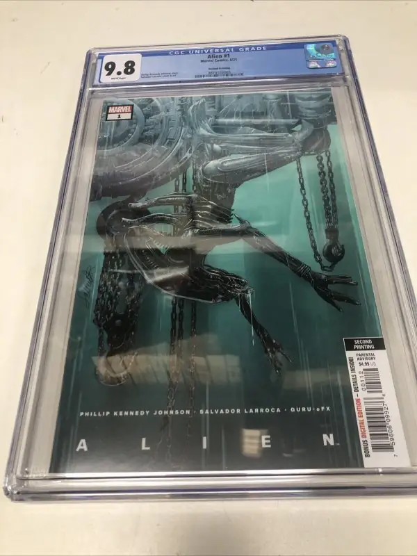 Alien #1 (Marvel Comics, 2021), CGC 9.8 graded comic book, Universal Blue label — front cover in its holder
