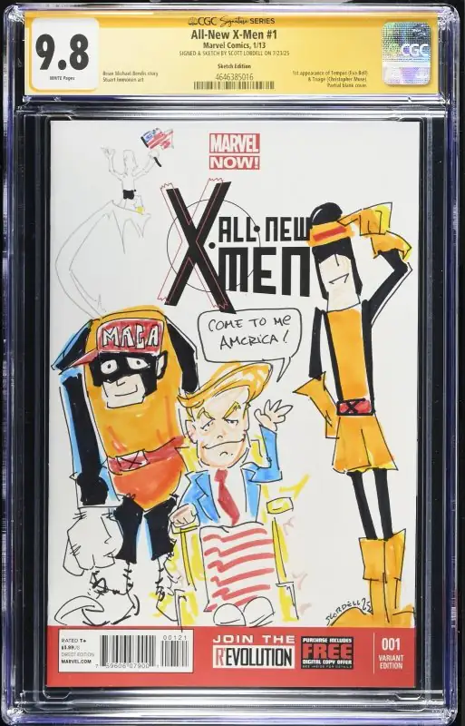 All New X-Men #1 (Marvel Comics, 2013), CGC 9.8 graded comic book, Signature Series label — front cover in its holder