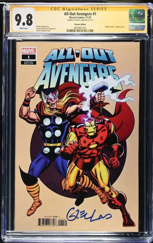 All Out Avengers #1 (Marvel Comics, 2022), CGC 9.8 graded comic book, Signature Series label — front cover in its holder