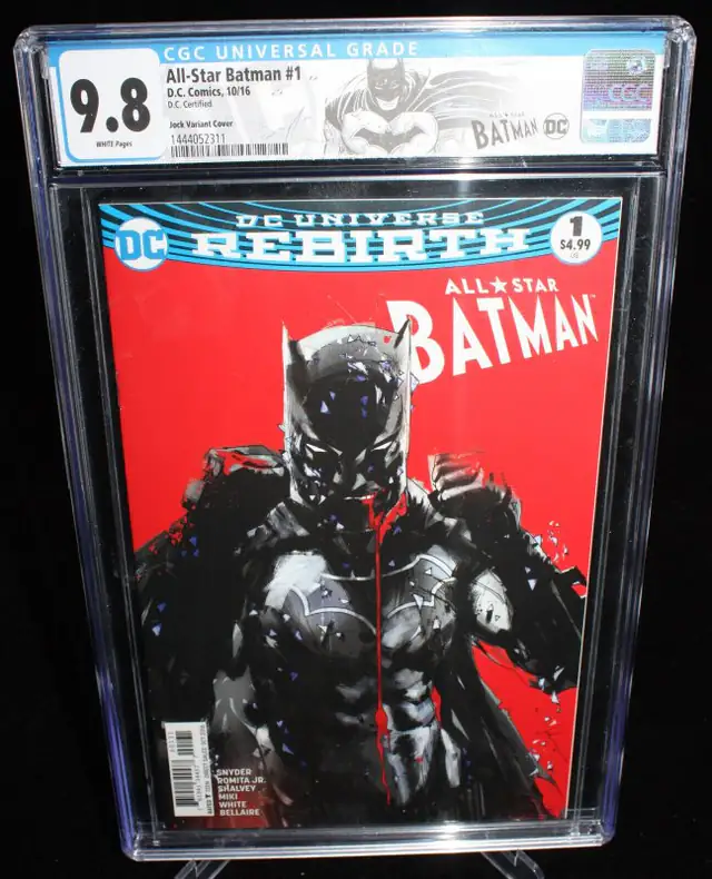 All-Star Batman #1 (DC Comics, 2016), CGC 9.8 graded comic book, Universal Blue label — front cover in its holder