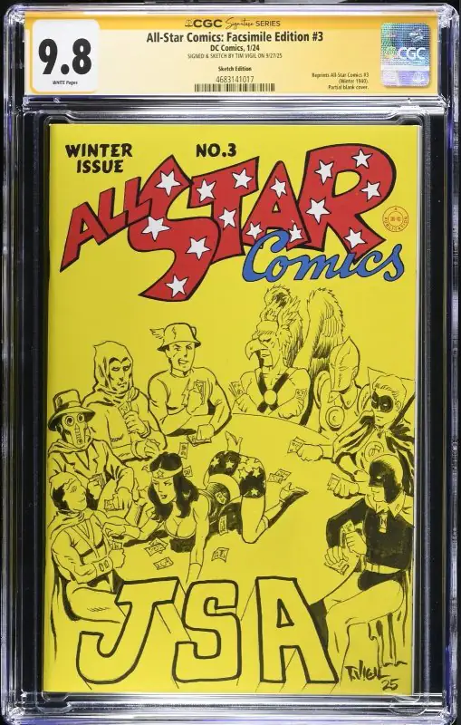 All-Star Comics Facsimile Edition #1 (DC Comics, 2024), CGC 9.8 graded comic book, Signature Series label — front cover in its holder