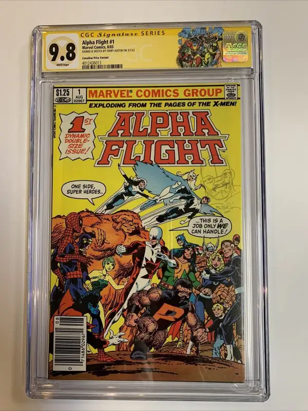 Alpha Flight #1 (Marvel Comics, 1983), CGC 9.8 graded comic book, Signature Series label — front cover in its holder