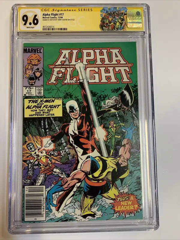 Alpha Flight #17 (Marvel Comics, 1984), CGC 9.6 graded comic book, Signature Series label — front cover in its holder