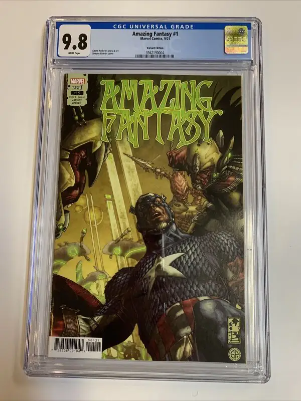 Amazing Fantasy #1 (Marvel Comics, 2021), CGC 9.8 graded comic book, Universal Blue label — front cover in its holder