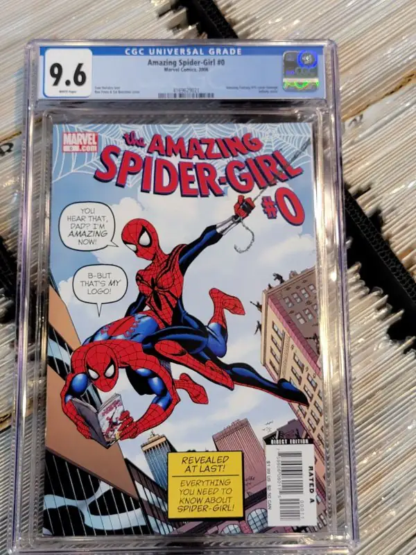 Amazing Spider-Girl #0 (Marvel Comics, 2006), CGC 9.6 graded comic book, Universal Blue label — front cover in its holder