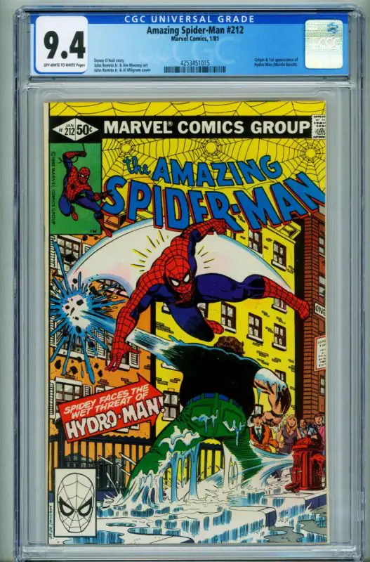 Amazing Spider-Man #212 (Marvel Comics, 1981), CGC 9.4 graded comic book, Universal Blue label — front cover in its holder
