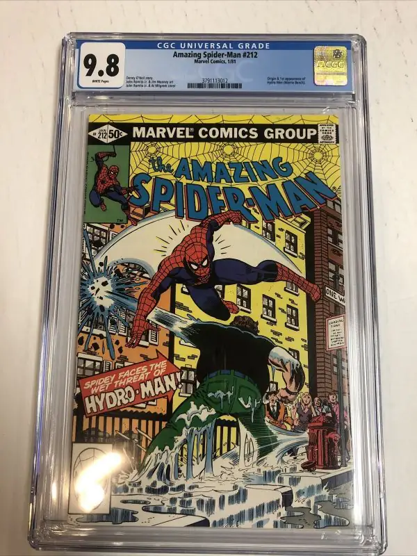 Amazing Spider-Man #212 (Marvel Comics, 1981), CGC 9.8 graded comic book, Universal Blue label — front cover in its holder