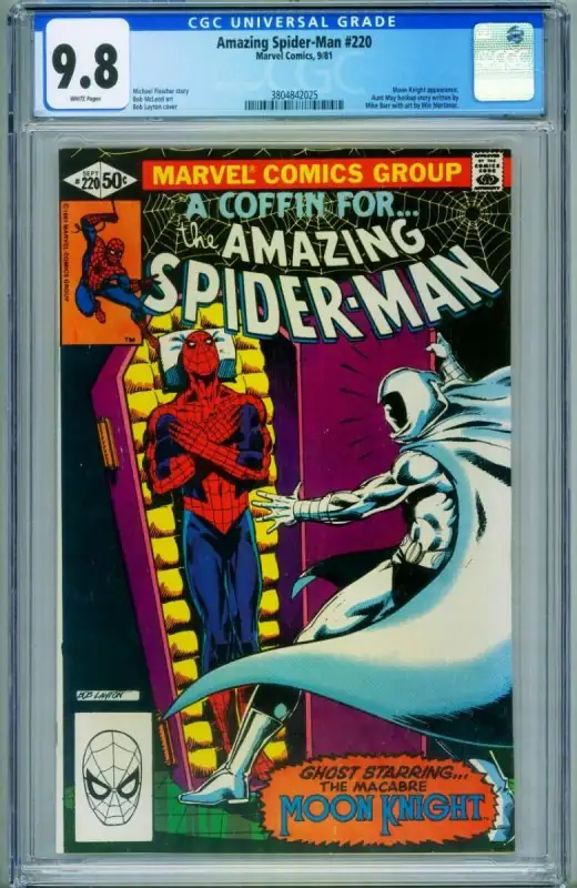 Amazing Spider-Man #220 (Marvel Comics, 1981), CGC 9.8 graded comic book, Universal Blue label — front cover in its holder
