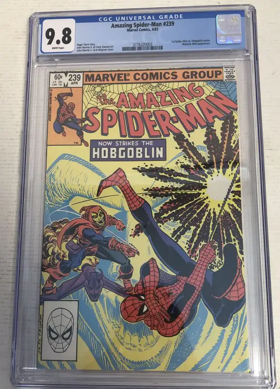 Amazing Spider-Man #239 (Marvel Comics, 1983), CGC 9.8 graded comic book, Universal Blue label — front cover in its holder