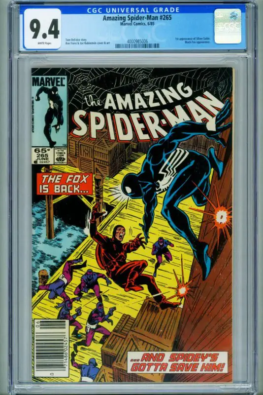 Amazing Spider-Man #265 (Marvel Comics, 1985), CGC 9.4 graded comic book, Universal Blue label — front cover in its holder
