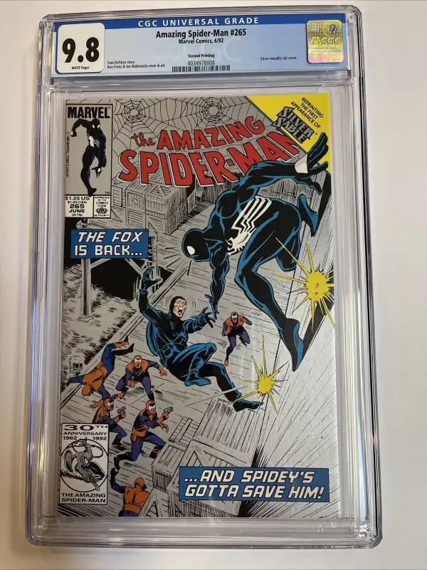 Amazing Spider-Man #265 (Marvel Comics, 1992), CGC 9.8 graded comic book, Universal Blue label — front cover in its holder