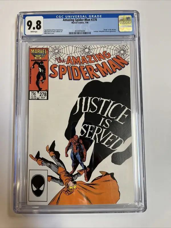 Amazing Spider-Man #278 (Marvel Comics, 1986), CGC 9.8 graded comic book, Universal Blue label — front cover in its holder