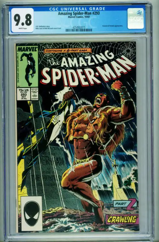 Amazing Spider-Man #293 (Marvel Comics, 1987), CGC 9.8 graded comic book, Universal Blue label — front cover in its holder