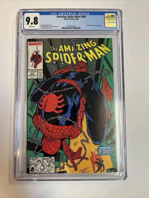 Amazing Spider-Man #304 (Marvel Comics, 1988), CGC 9.8 graded comic book, Universal Blue label — front cover in its holder