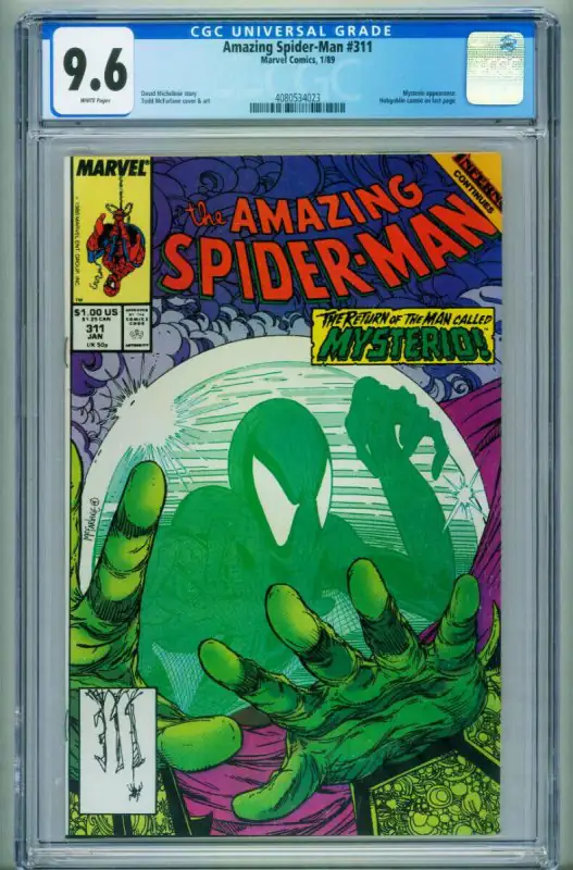 Amazing Spider-Man #311 (Marvel Comics, 1989), CGC 9.6 graded comic book, Universal Blue label — front cover in its holder