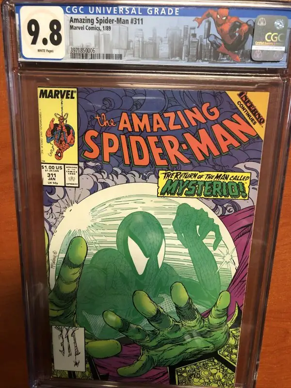 Amazing Spider-Man #311 (Marvel Comics, 1989), CGC 9.8 graded comic book, Universal Blue label — front cover in its holder