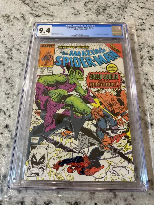 Amazing Spider-Man #312 (Marvel Comics, 1989), CGC 9.4 graded comic book, Universal Blue label — front cover in its holder