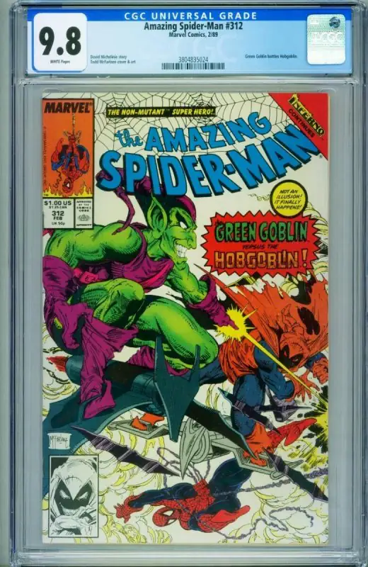 Amazing Spider-Man #312 (Marvel Comics, 1989), CGC 9.8 graded comic book, Universal Blue label — front cover in its holder