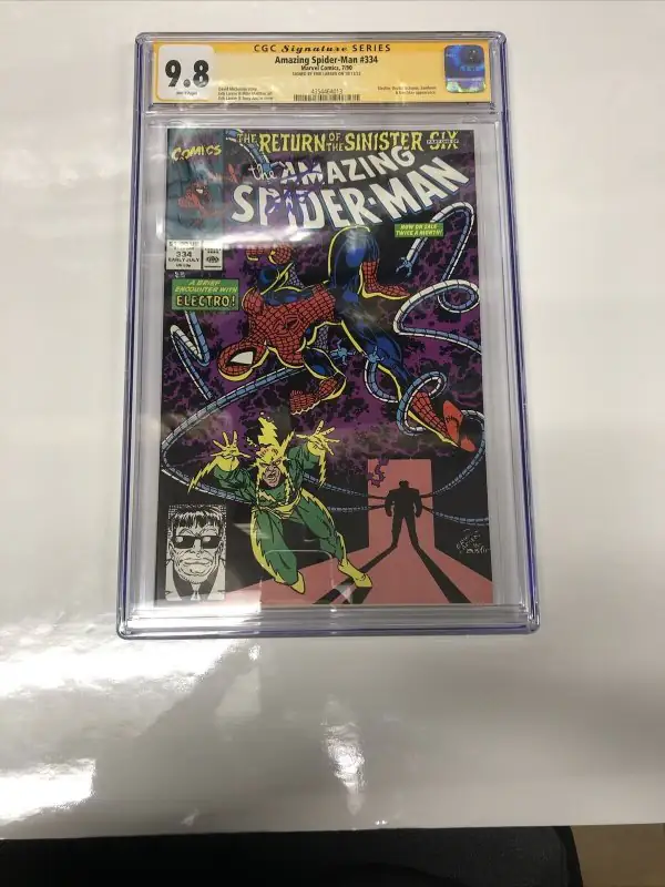 Amazing Spider-Man #334 (Marvel Comics, 1990), CGC 9.8 graded comic book, Signature Series label — front cover in its holder