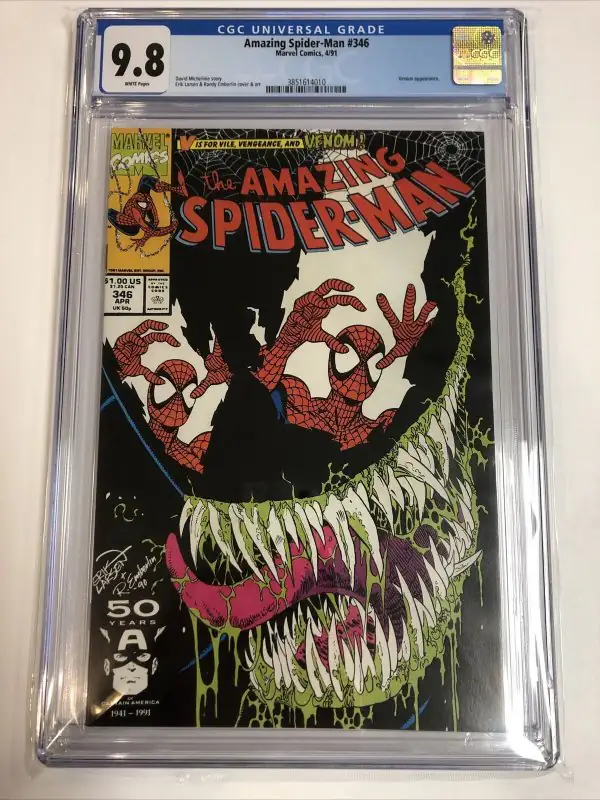 Amazing Spider-Man #346 (Marvel Comics, 1991), CGC 9.8 graded comic book, Universal Blue label — front cover in its holder