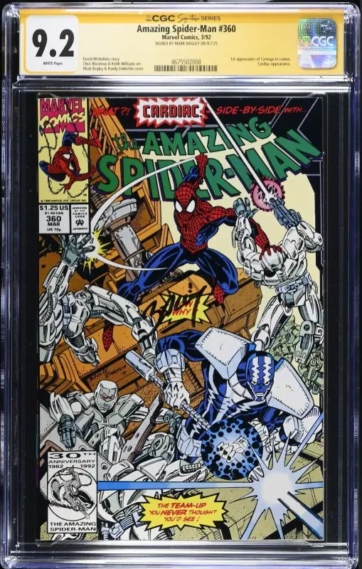 Amazing Spider-Man #360 (Marvel Comics, 1992), CGC 9.2 graded comic book, Signature Series label — front cover in its holder