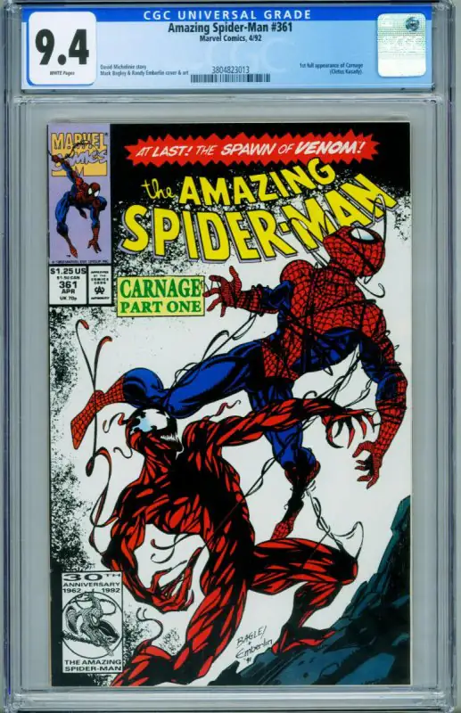 Amazing Spider-Man #361 (Marvel Comics, 1992), CGC 9.4 graded comic book, Universal Blue label — front cover in its holder