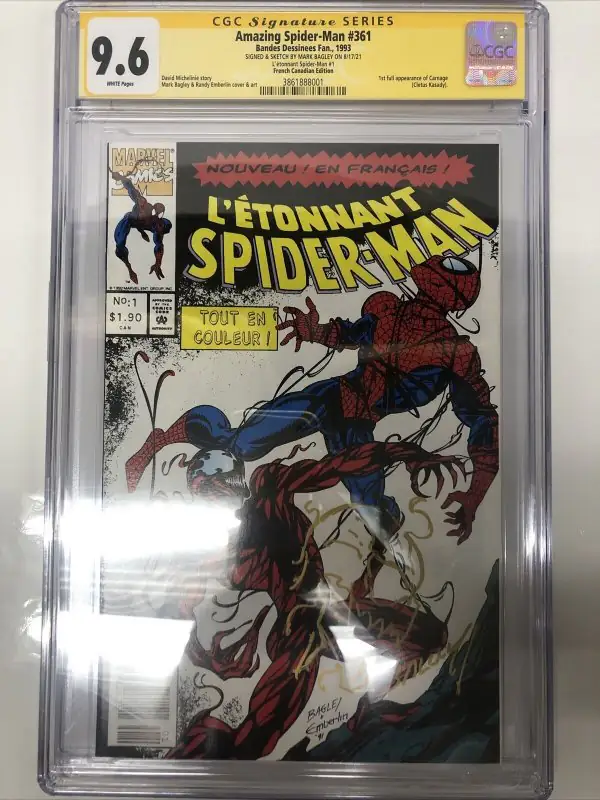 Amazing Spider-Man #361 (Marvel Comics, 1993), CGC 9.6 graded comic book, Signature Series label — front cover in its holder