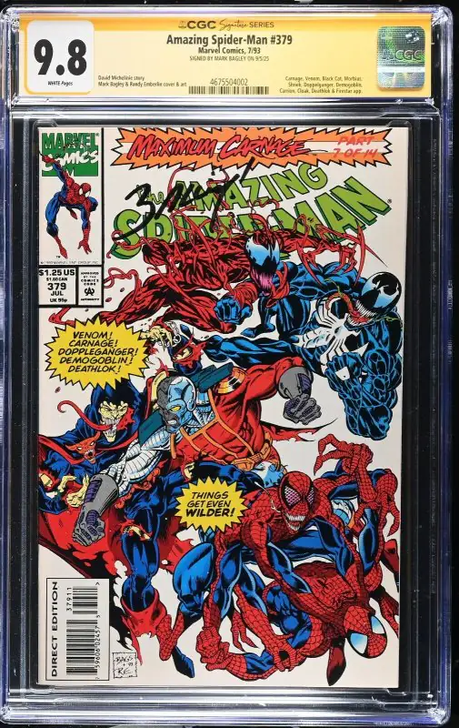 Amazing Spider-Man #379 (Marvel Comics, 1993), CGC 9.8 graded comic book, Signature Series label — front cover in its holder