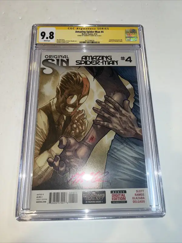 Amazing Spider-Man #4 (Marvel Comics, 2014), CGC 9.8 graded comic book, Signature Series label — front cover in its holder