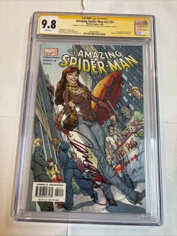 Amazing Spider-Man #51 (Marvel Comics, 2003), CGC 9.8 graded comic book, Signature Series label — front cover in its holder