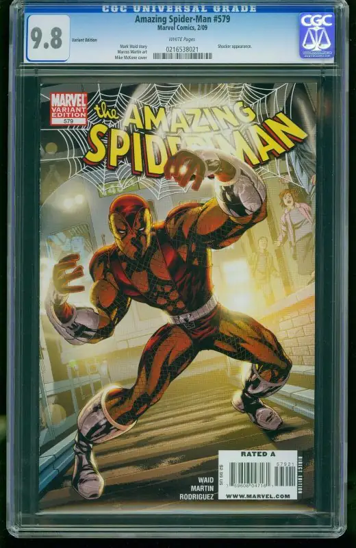 Amazing Spider-Man #579 (Marvel Comics, 2009), CGC 9.8 graded comic book, Universal Blue label — front cover in its holder