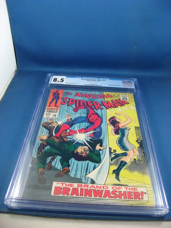 Amazing Spider-Man #59 (Marvel Comics, 1968), CGC 8.5 graded comic book, Universal Blue label — front cover in its holder