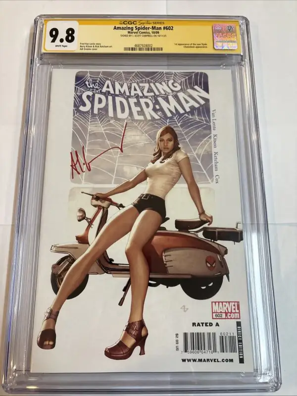 Amazing Spider-Man #602 (Marvel Comics, 2009), CGC 9.8 graded comic book, Signature Series label — front cover in its holder