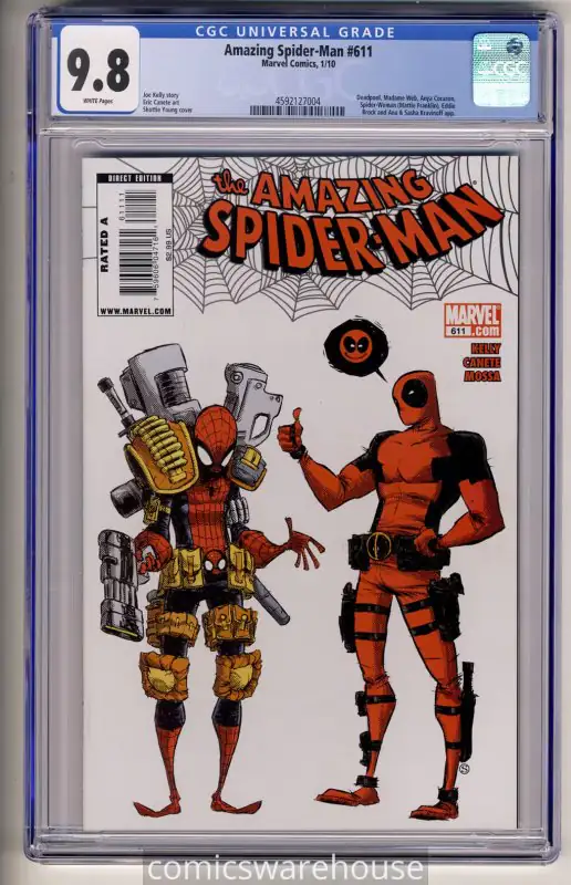 Amazing Spider-Man #611 (Marvel Comics, 2010), CGC 9.8 graded comic book, Universal Blue label — front cover in its holder