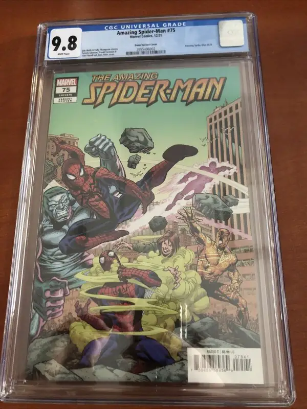 Amazing Spider-Man #75 (Marvel Comics, 2021), CGC 9.8 graded comic book, Universal Blue label — front cover in its holder