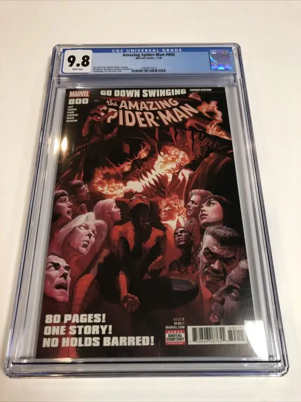 Amazing Spider-Man #800 (Marvel Comics, 2018), CGC 9.8 graded comic book, Universal Blue label — front cover in its holder