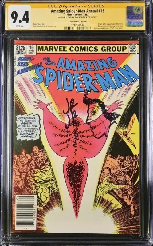 Amazing Spider-Man Annual #16 (Marvel Comics, 1982), CGC 9.4 graded comic book, Signature Series label — front cover in its holder